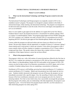 INSTRUCTIONAL TECHNOLOGY AND DESIGN PROGRAM