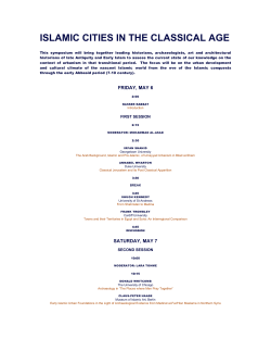 ISLAMIC CITIES IN THE CLASSICAL AGE