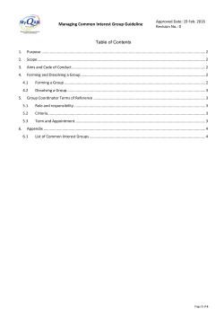 Managing Common Interest Group Guideline Table of Contents