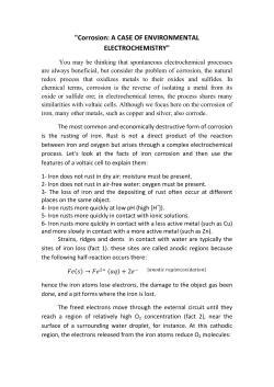 "Corrosion: A CASE OF ENVIRONMENTAL ELECTROCHEMISTRY"