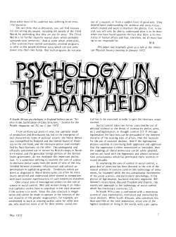 Psychology in the legitimation of apartheid