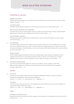 the Non-Gluten Evening Menu
