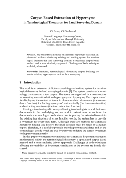 Corpus Based Extraction of Hypernyms