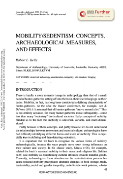 Mobility/Sedentism: Concepts, Archaeological Measures, and Effects