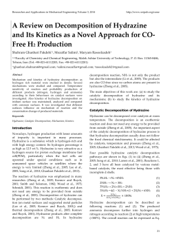 A Review on Decomposition of Hydrazine and Its Kinetics as a