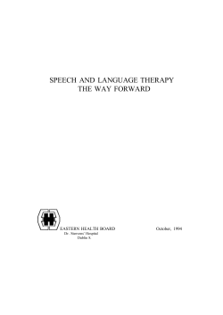 speech and language therapy the way forward