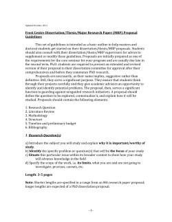 -1- Frost Centre Dissertation/Thesis/Major Research Paper (MRP