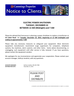ELECTRIC POWER SHUTDOWN TUESDAY, DECEMBER 22