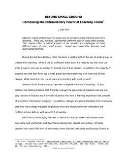BEYOND SMALL GROUPS: Harnessing the Extraordinary Power of