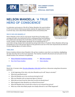 nelson mandela: `a true hero of conscience` - Anti