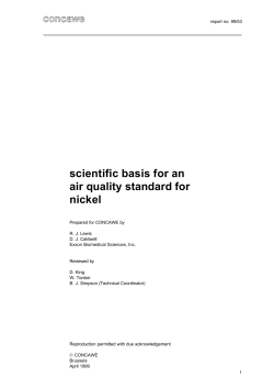 scientific basis for an air quality standard for nickel