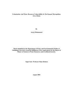 Urbanization And Water Resources Vulnerability In The Kumasi