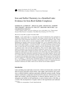Iron and Sulfur Chemistry in a Stratified Lake: Evidence for Iron