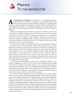PREFACE TO THE INSTRUCTOR - An Introduction to Chemistry