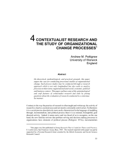 CONTEXTUALIST RESEARCH AND THE STUDY OF