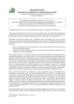 discussion paper the issue of solidarity in the european union