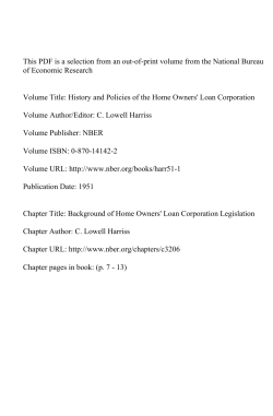 Background of Home Owners` Loan Corporation Legislation