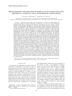 biogeography and decline of rare plants in new england: historical