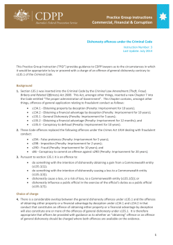Dishonesty offences under the Criminal Code