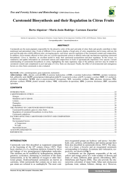 Carotenoid Biosynthesis and their Regulation in Citrus Fruits