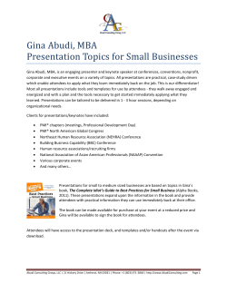 Gina Abudi, MBA Presentation Topics for Small Businesses