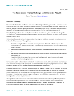 The Texas School Finance Challenge and What to Do About It