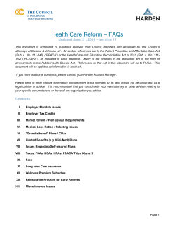 Health Care Reform &ndash; FAQs