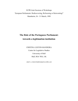 The Role of the Portuguese Parliament: Towards a Legitimation