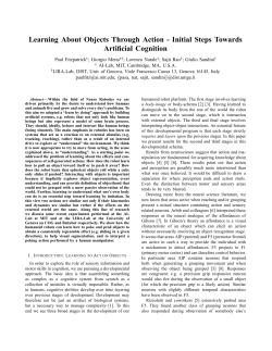 Learning about objects through action - initial steps towards artificial