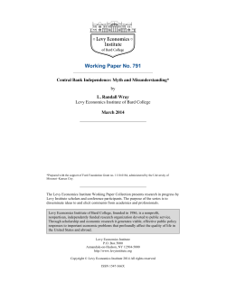 Central Bank Independence - Levy Economics Institute of Bard