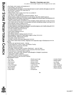 PRAYERS CONCERNS AND JOYS