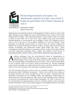Divine Empowerment of Leaders: An Interextual