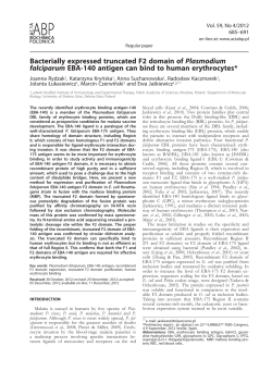 Bacterially expressed truncated F2 domain of Plasmodium
