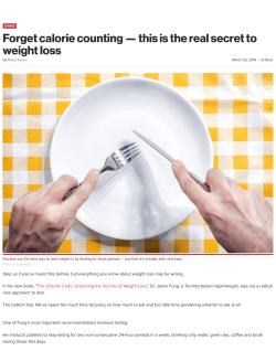 Forget calorie counting - Intensive Dietary Management