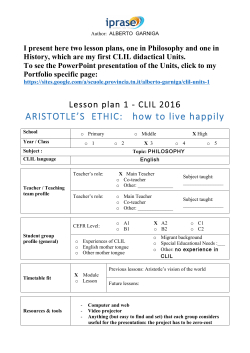 Lesson plan - ARISTOTLE`S ETHIC how to live happily