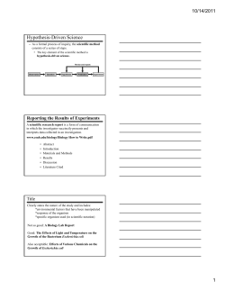 Hypothesis-Driven Science