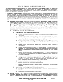 Sprint SIP Trunking Service Product Annex