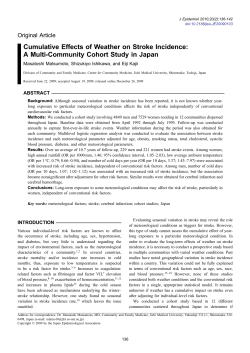 Cumulative Effects of Weather on Stroke Incidence - J