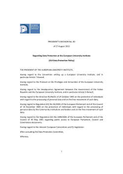 PRESIDENT`S DECISION No. 40 of 27 August 2013 Regarding Data