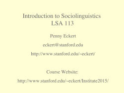 Introduction to Sociolinguistics LSA 113