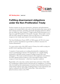 Fulfilling disarmament obligations under the Non