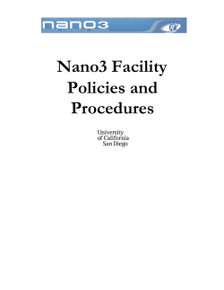 Nano3 Policies and Procedures - Nano3 Cleanroom