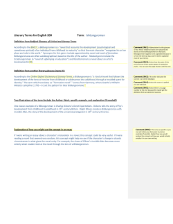 Literary Terms for English 200 Term: bildungsroman