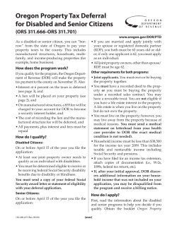 Oregon Property Tax Deferral for Disabled and Senior Citizens