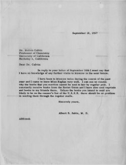 September 18. 1951 . Dr. Melvin Calvin Professor