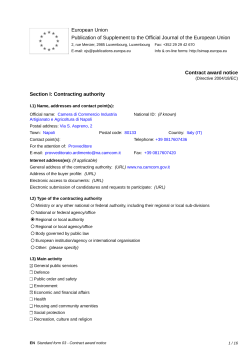 Contract award notice - Camera di Commercio di Napoli