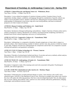 Spring 2016 courses - Lehigh University Sociology and Anthropology
