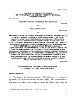 1 File No. 33676 IN THE SUPREME COURT OF CANADA (ON