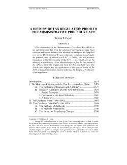 A History of Tax Regulation Prior to the Administrative Procedure Act