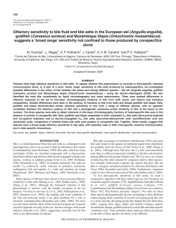 Olfactory sensitivity to bile fluid and bile salts in the European eel